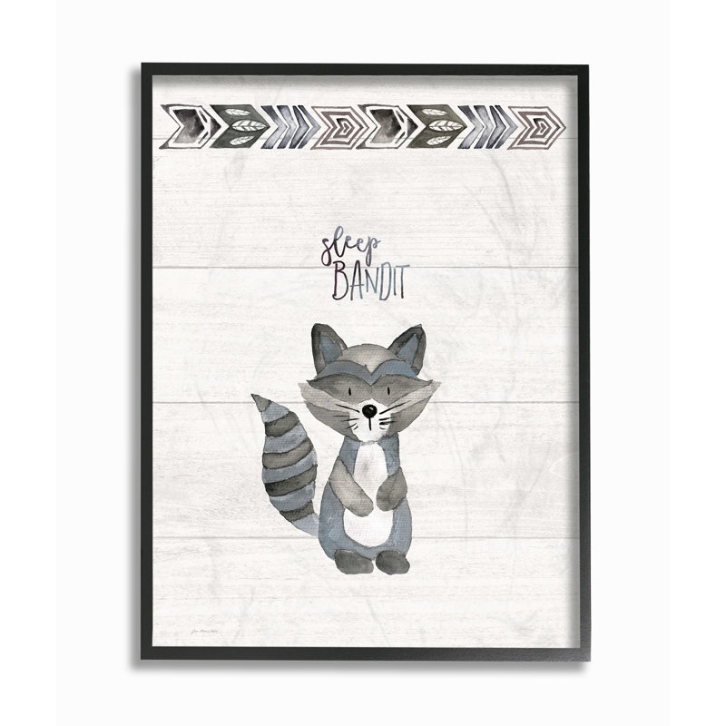 « sleep bandit », art encadré Farrel, H 20 po x l 16 po x P 1,5 po, Giclée encadrée noir minuit