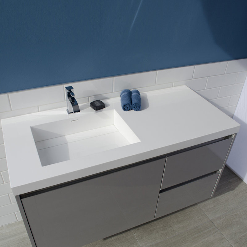Kubista Bathroom Sink, Matte White, Single