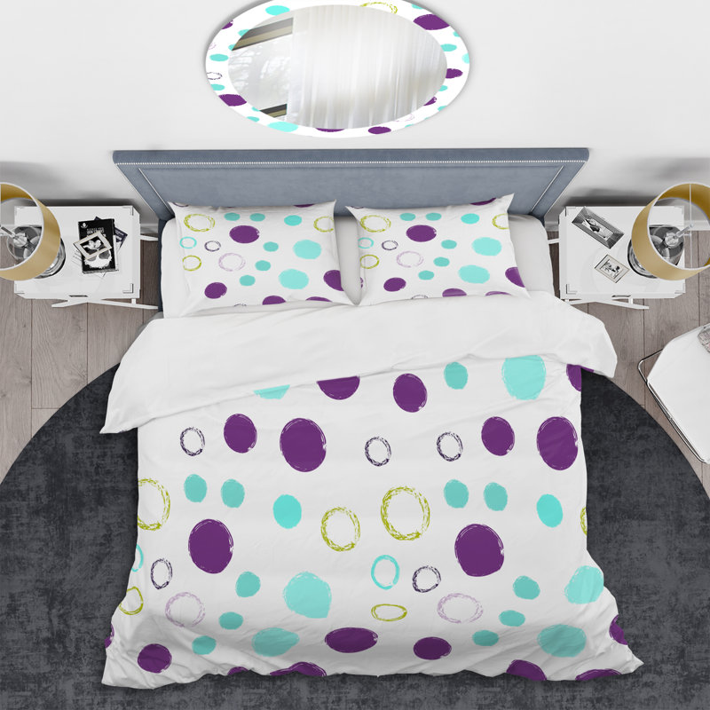 Ensemble de housse de couette en microfibre bleu / mauve 3 pièces, Housse de couette pour très grand lit et 2 très