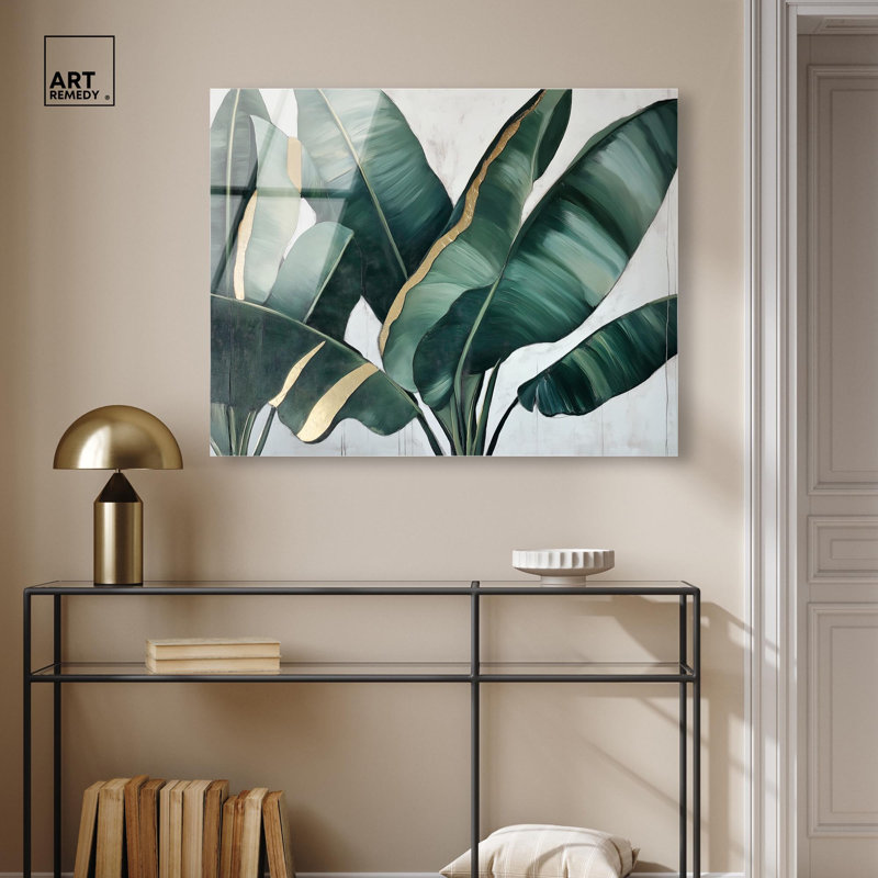 «Jungle Jewel Jade I», art mural en acrylique par Art Remedy, prêt à être accroché, H 30 po x l 36 po