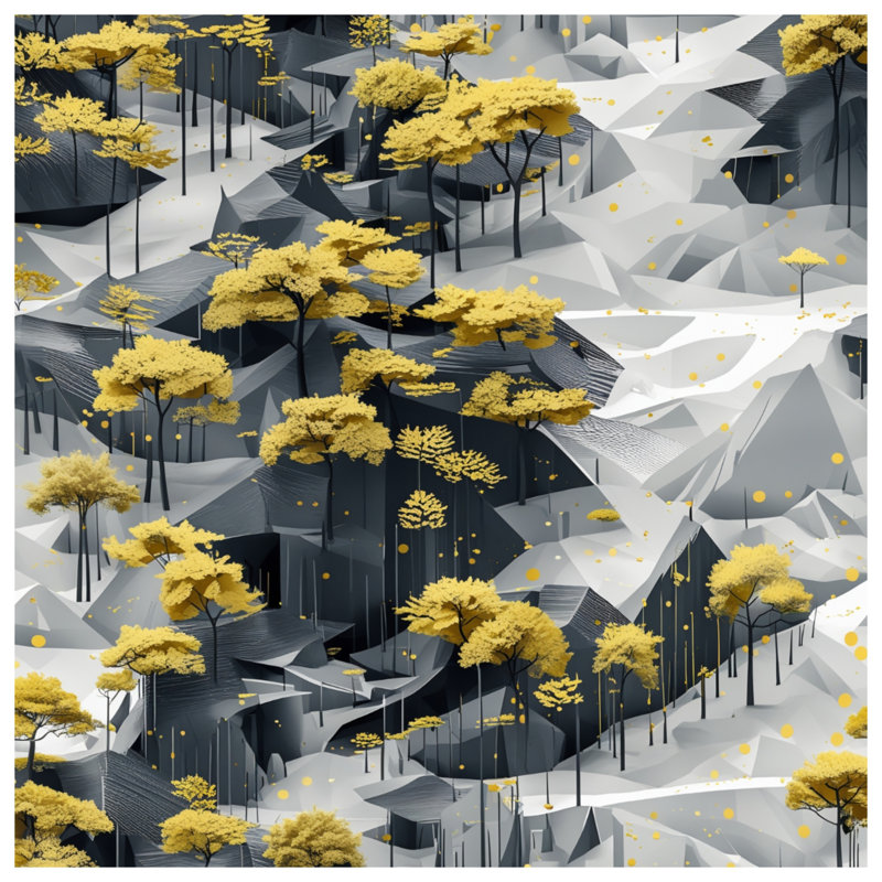 Rideaux jaunes, voilages et rideaux occultant Yellow Trees On Mountains, 50 po x 80 po - 1 panneau, Transparent