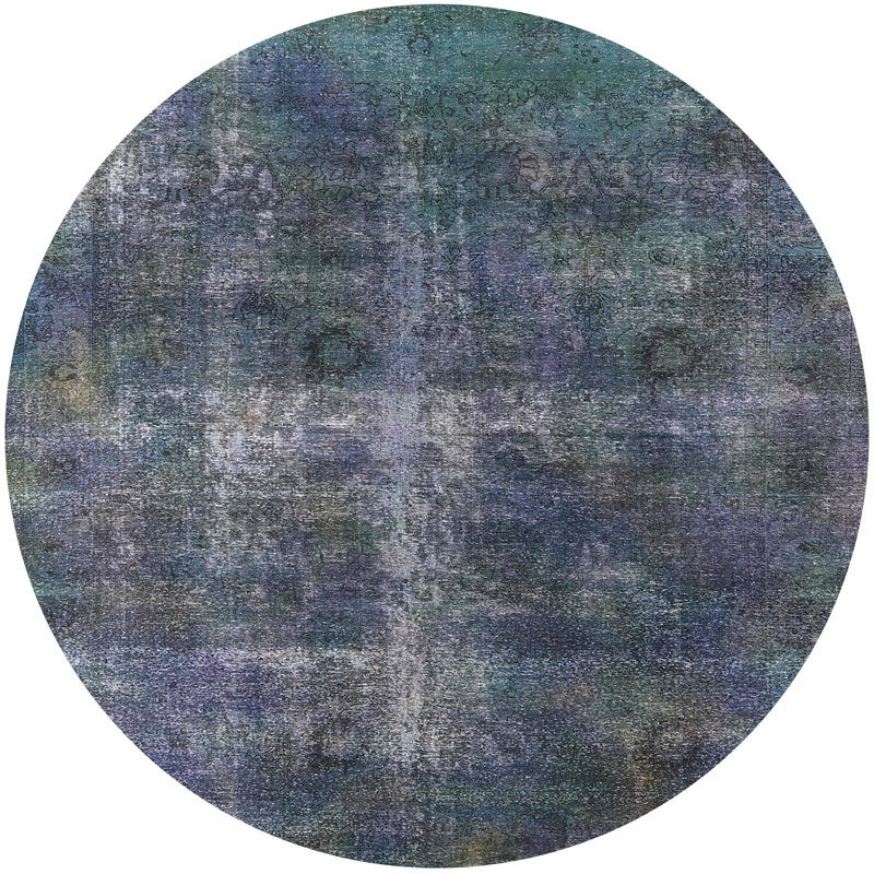 Tapis marocain multicolore tissé à la machine, Rond 6 pi