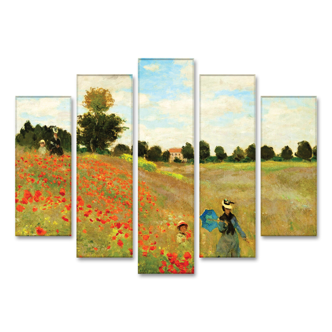 5-tlg. Kunstdruck-Set Field of Poppies 2 von Claude Monet