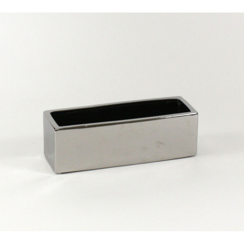 Luz Ceramic Table Vase, 4" H x 12" W x 4" D, Silver