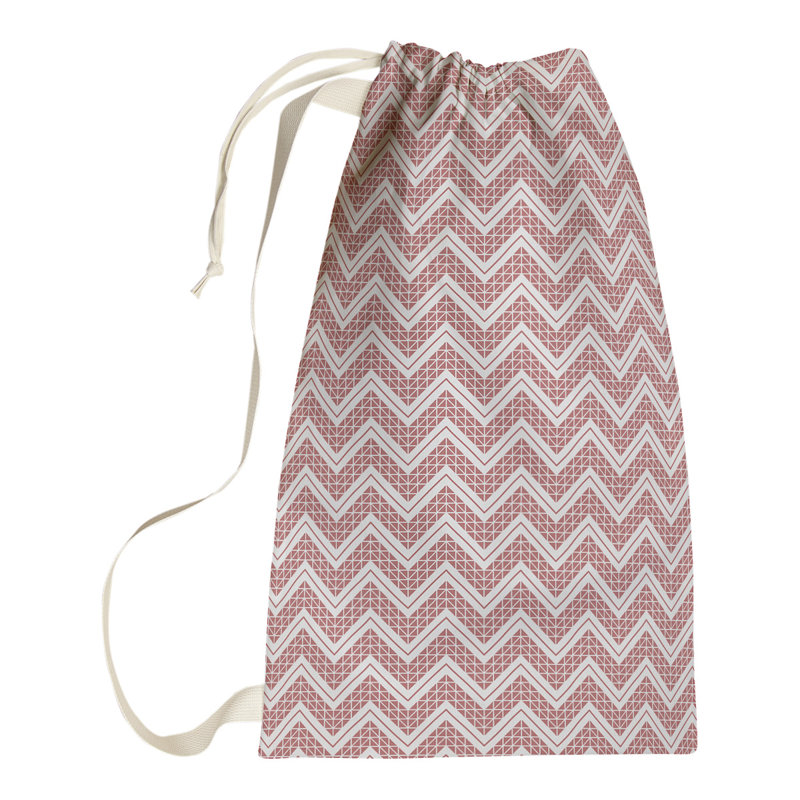 Stephenie Fabric Laundry Bag with Handles, 36" H x 28" W x 1.5" D, Red/White