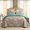 JML QSM0920210706 Ensemble de couvre-lit doux JML, ensemble de courtepointe réversible en microfibre 3 pièces, 1 courtepointe et 2 taies décoratives, turquoise / mandarine 