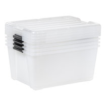 3 Pack Storex Letter Size Flat Storage Tray Organizer Bin with Non-Snap Lid