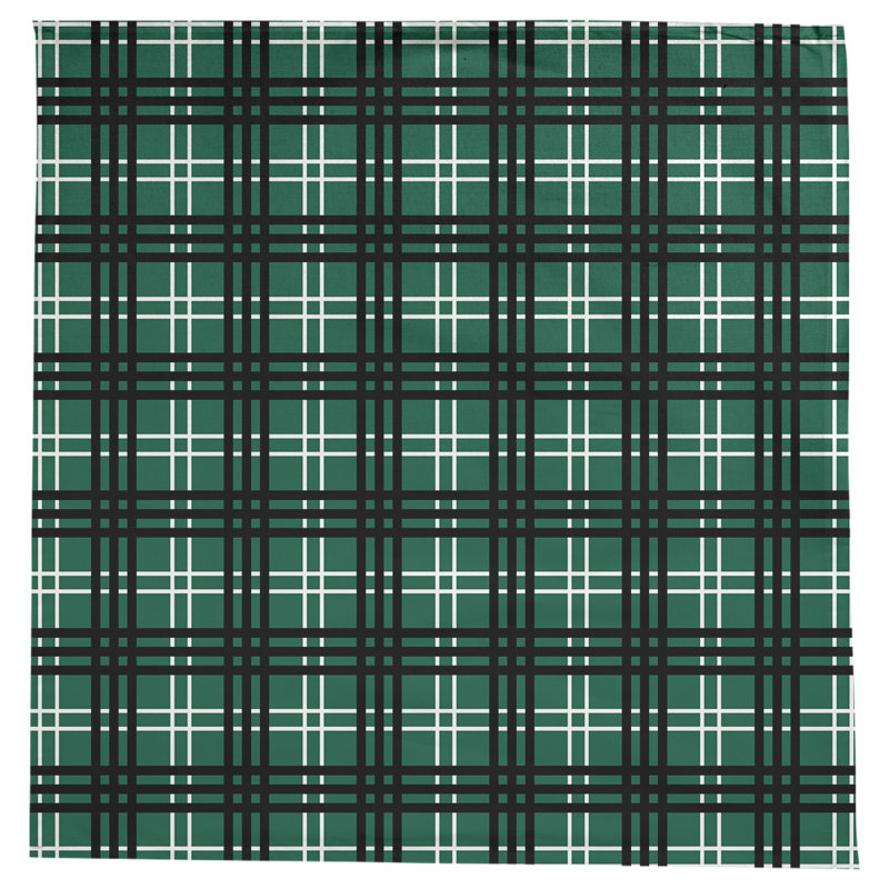 Plaid Cotton Blend Square Tablecloth, Gotham Green/White/Stealth Black