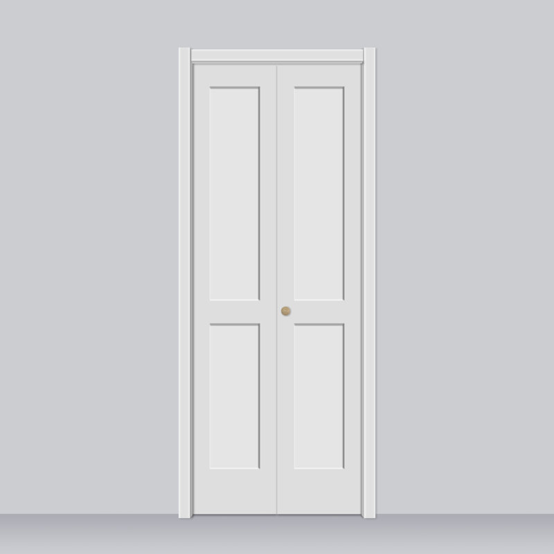 Interior Solid Core Wood White Primed 2 Panel Shaker Bi-fold Closet Door, 30" x 80"