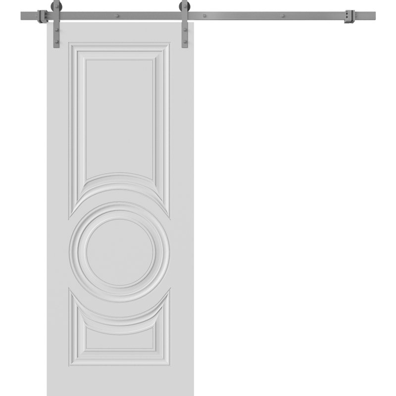 Porte de grange 36 X 96 pouces | Essentiel 1801 blanc | Ensemble de quincaillerie lourde pour rail 6,6 pi | Portes intérieures solides