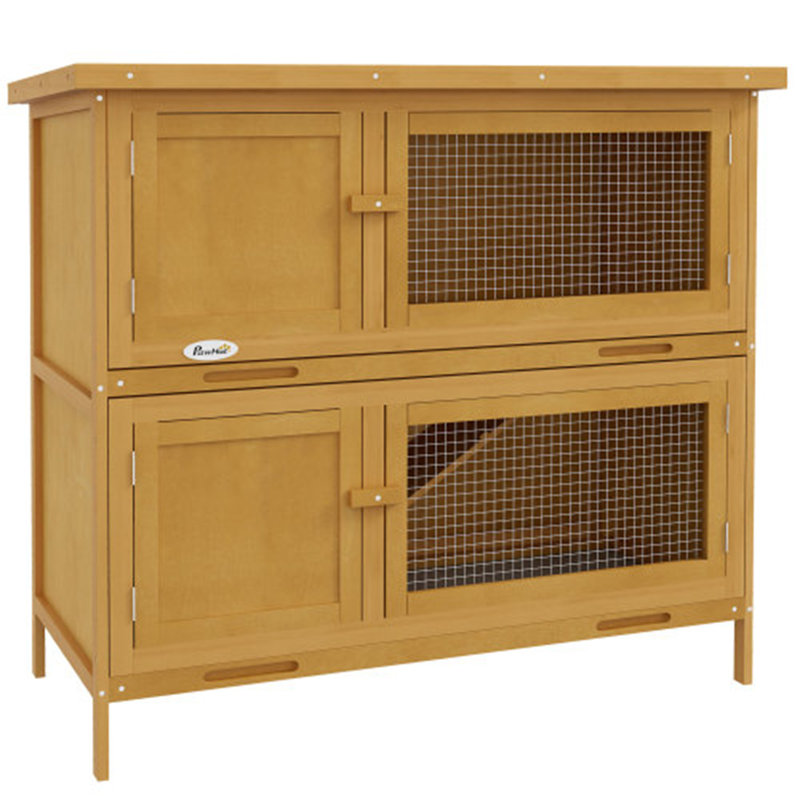 Cage à lapin en bois, Jaune, H 35,75 po x l 18,5 po x P 39,25 po