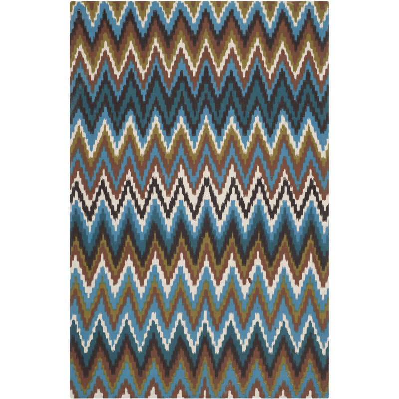Sonny Cedar Brook Hand Loomed Cotton Chevron Rug, Rectangle 4' x 6'