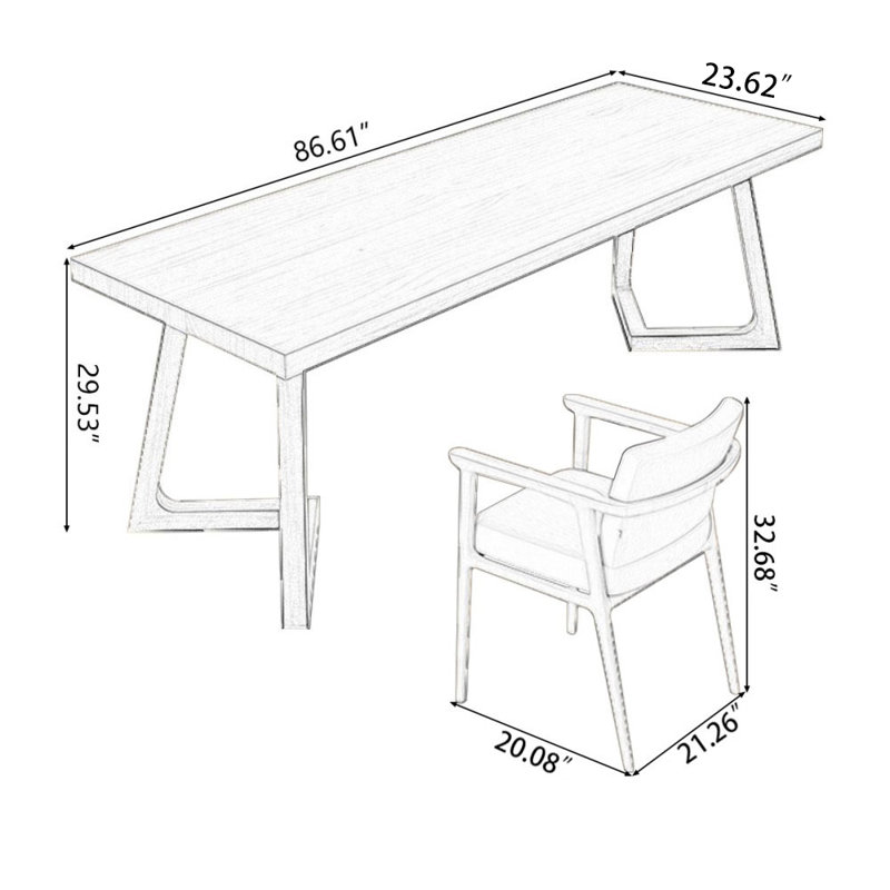 86.61" Brown Rectangular Solid Wood Office Sets