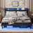 Platform Bed Frame with Storage, RGB LED Lights and Charging Station,Bed with Upholstered Headboard-1869956851