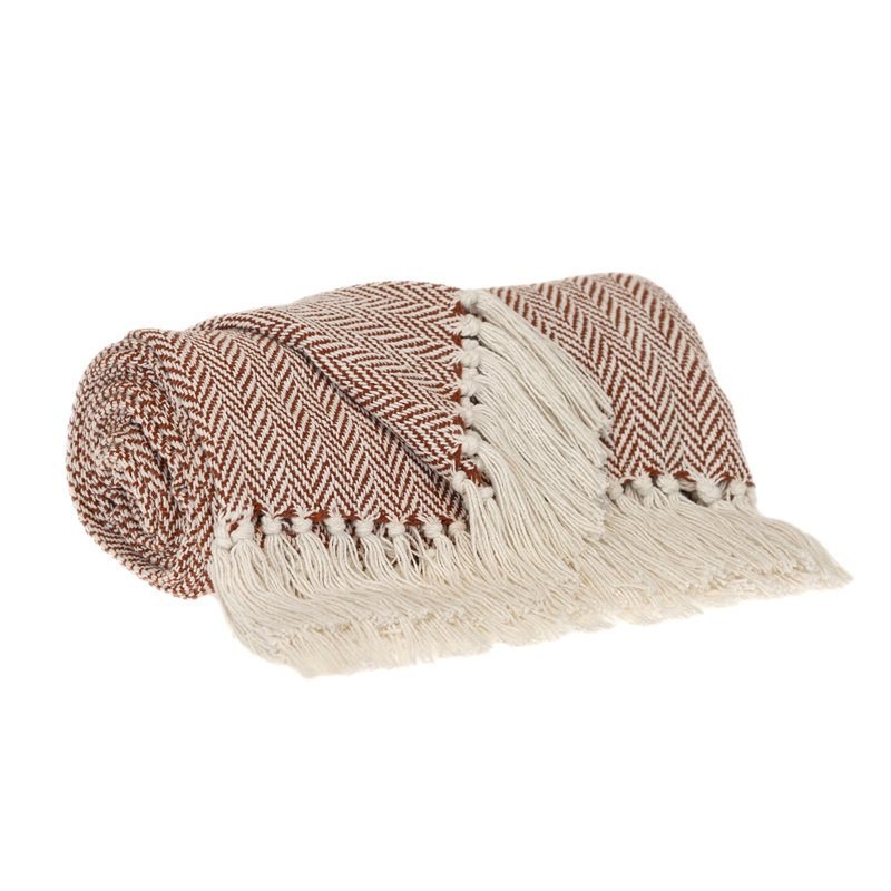 Hand Woven Throw Blanket, Rust