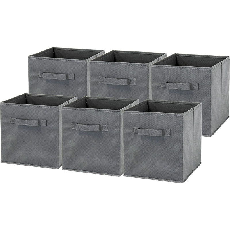 Ensemble de bacs de rangement en tissu, Gris foncé