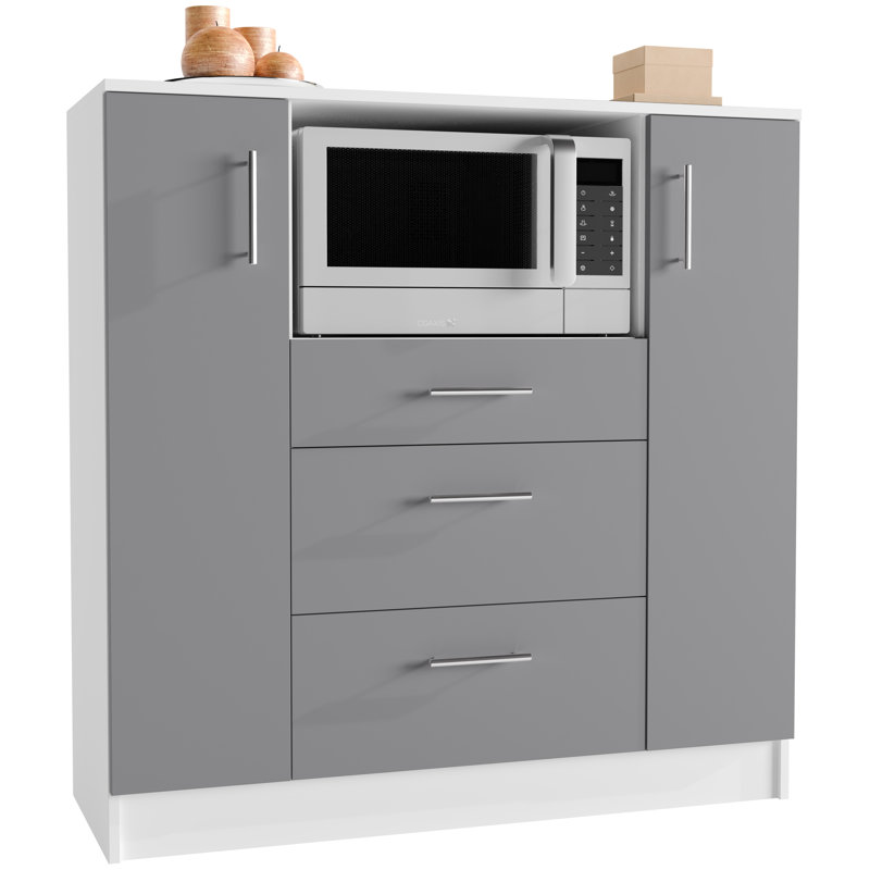 Seretha 110cm Kitchen Pantry, White/Anthracite