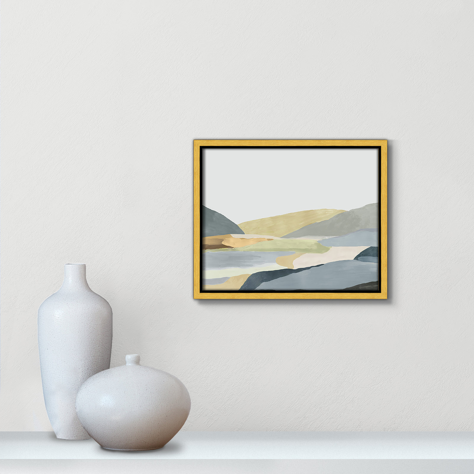 Blair "Warm Hills II" Painting, 9.5" H x 11.5" W x 2" D, Gold Canvas