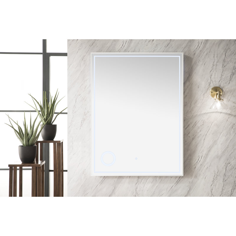 Tampa Flat Kiln Dried Hardwood Wall Mirror, 31.5" H x 23.63" W, Glossy White