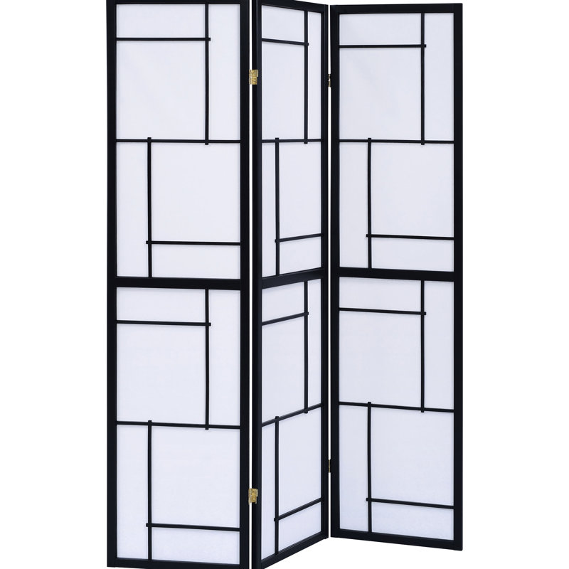 Paravent pliant 3 paravents noirs, panneaux de papier blanc procurant intimité et bois d'hévéa pour une longue durée de vie