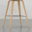 2 tabourets de style moderne épuré, siège en tissu bleu denim, pieds, placage de bois, 2 tabourets de comptoir avec pieds rétro