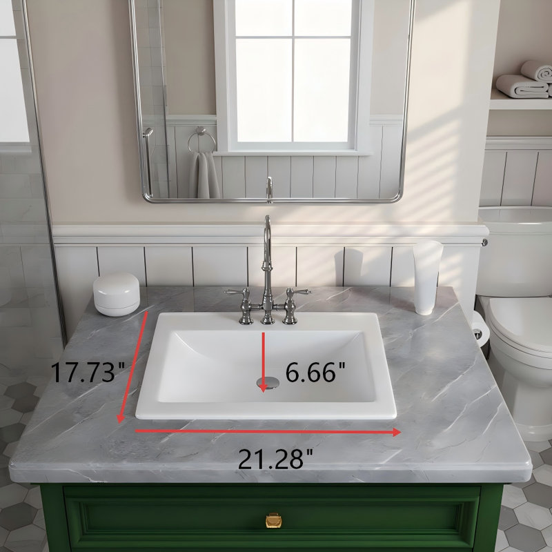 21" X 18" White Rectangular Ceramic Undermount Bathroom Sink With Overflow