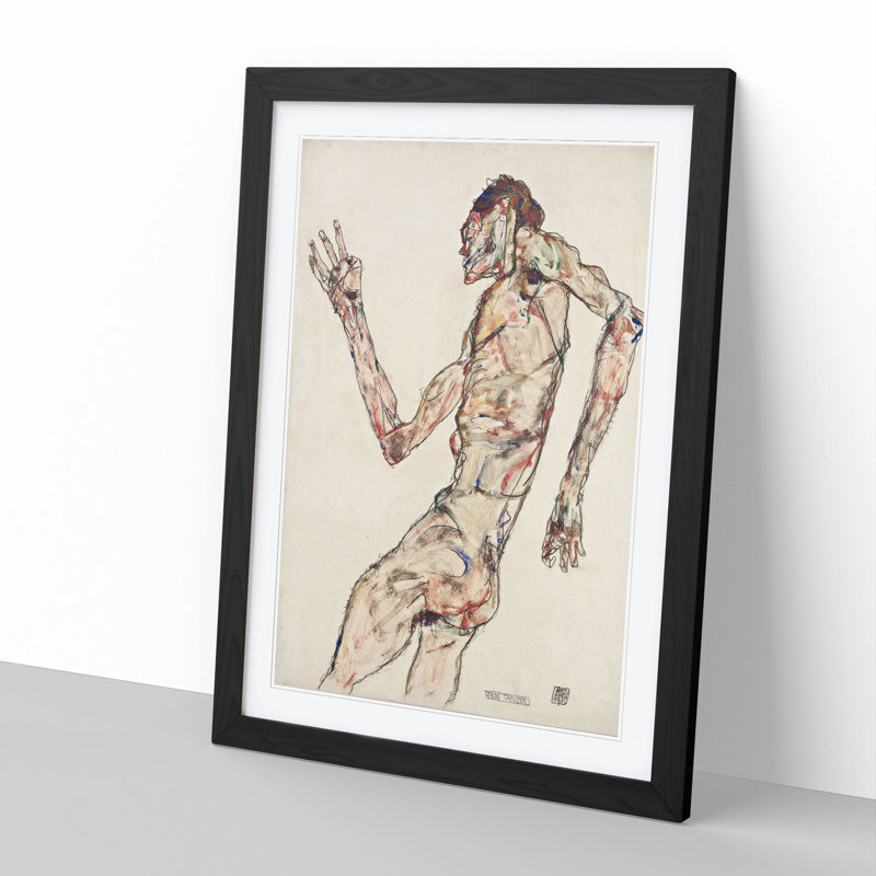 The Dancer by Egon Schiele - Picture Frame Painting, 65cm H x 48cm W x 2cm D, Black