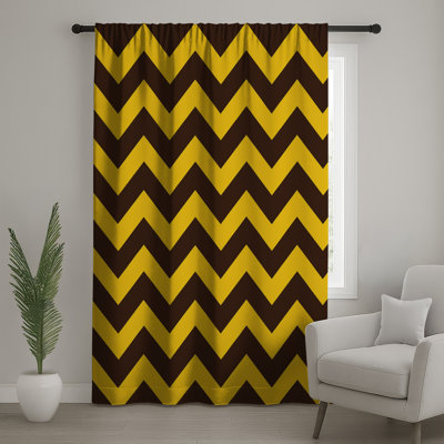 Rideaux de fenêtre en zigzag brun, voilage et voilage à chevrons - 1 panneau