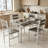 Modern Farmhouse Style 5-Piece Dining Room Table And Chairs Set, Rectangle Small Kitchen Table Set With 4 Chairs And Storage Rack, Particle Board Top And Metal Frame Dinette Set For 4, Space-Saving Design Bar Table Set-1626502226