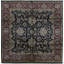 Hand-Knotted High-Quality Black and Red Square Area Rug