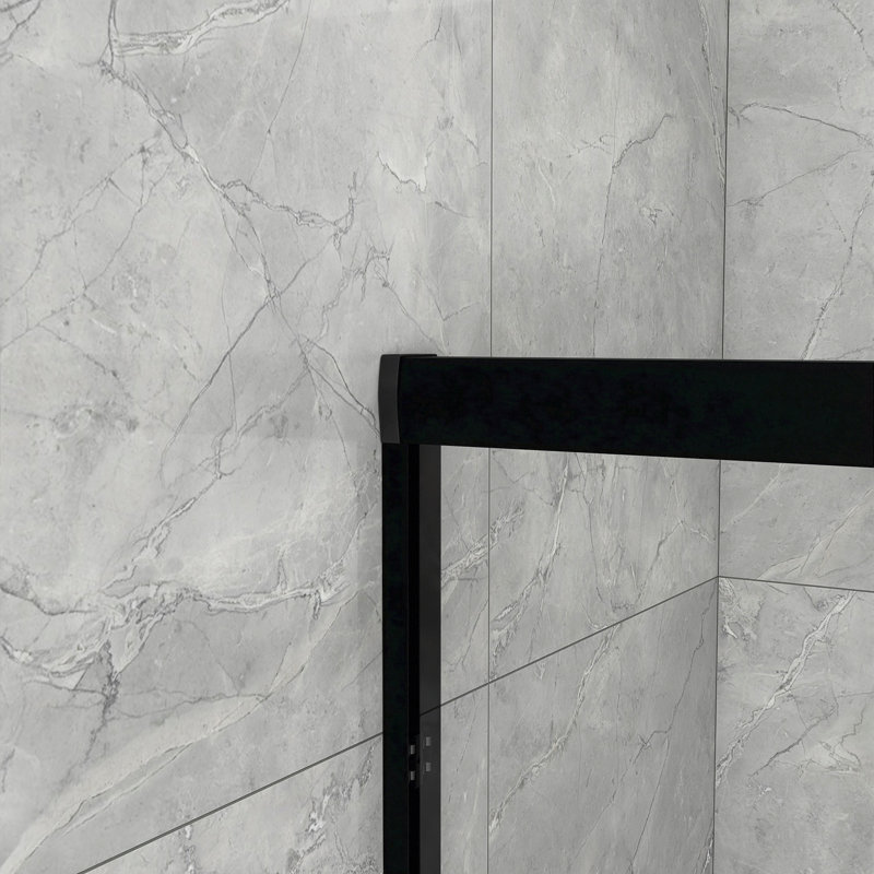 56 To 60 In. W X 60 In. H Double Sliding Framed Tub Door, Matte Black