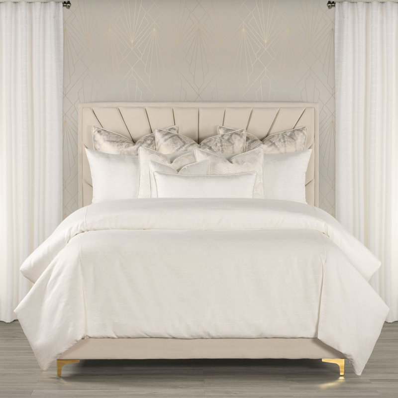 Ensemble de housse de couette et insert en lin tissé, Très grand californien, Blanc radieux
