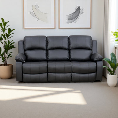 Semi-pu/pvc 3-seater Sofa – Smart Reclining Living Room Sofa With Adjustable Backrest, Breathable Leather & Solid Wood Frame – Mildew-proof, Scratch-resistant, Eco-friendly Design