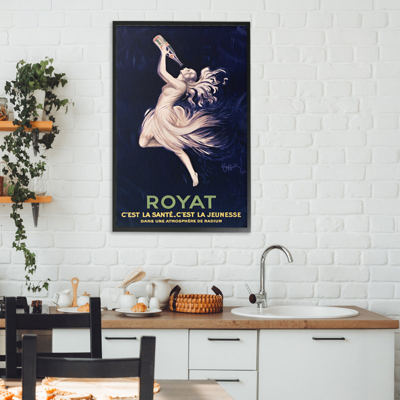 Publicité encadrée Royat, 1923, par Leonetto Cappiello, H 30 po x l 20 po, Giclée encadrée noir minuit