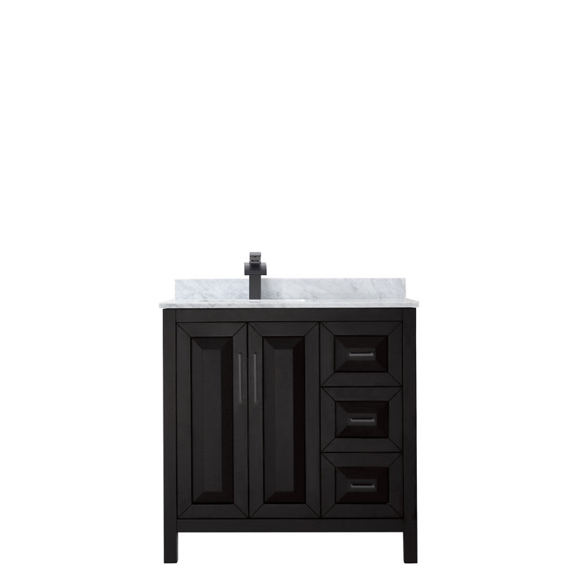 Daria 36'' Single Bathroom Vanity with Marble Top, Dark Espresso, Matte Black
