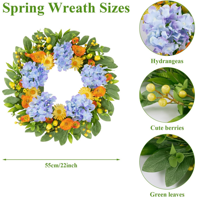 22" Hydrangea Wreath