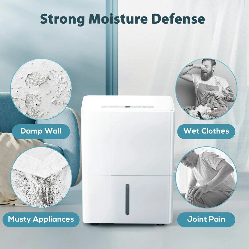 Antarctic Star  50 Pint Dehumidifier, 1.2 Gal Water Tank, 30%Rh Adjustable Auto Shut Off, 24H Timer
