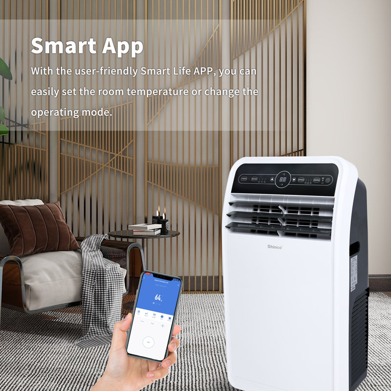 Shinco 10,000 Btu(ASHRAE) Portable Air Conditioner With Remote and Wifi, Yes, No