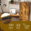 Bureau d'ordinateur Roomfitter avec station de charge, 3 tiroirs et 4 tablettes de rangement, table de bureau à domicile en bois carbonisé, brun-1385887961