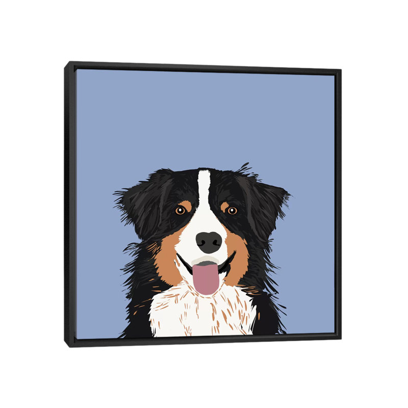 Berger australien III, impression sur toile tendue, H 18 po x l 18 po x P 1,5 po, Toile avec cadre noir, Pas de tapis