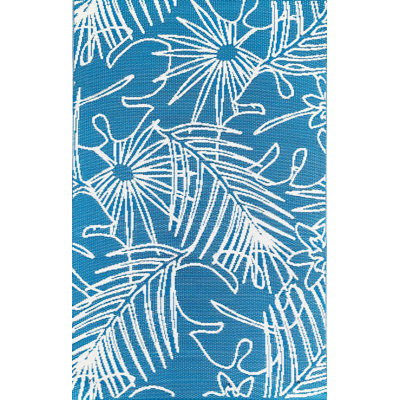 Tapis intérieur / extérieur bleu / ivoire Floral