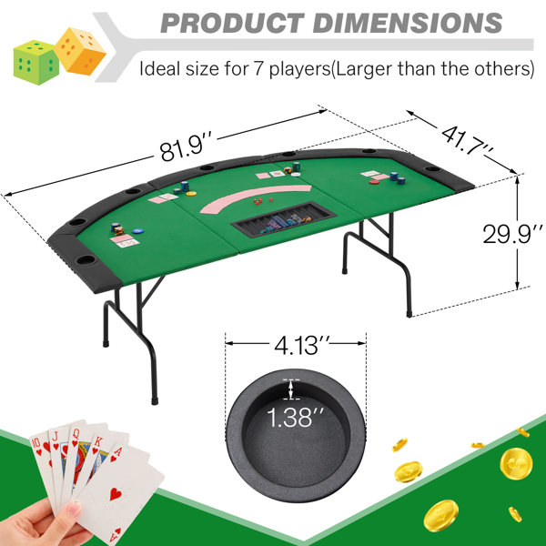 AVAWING 81.9'' 7 - Player Green Foldable Blackjack Table