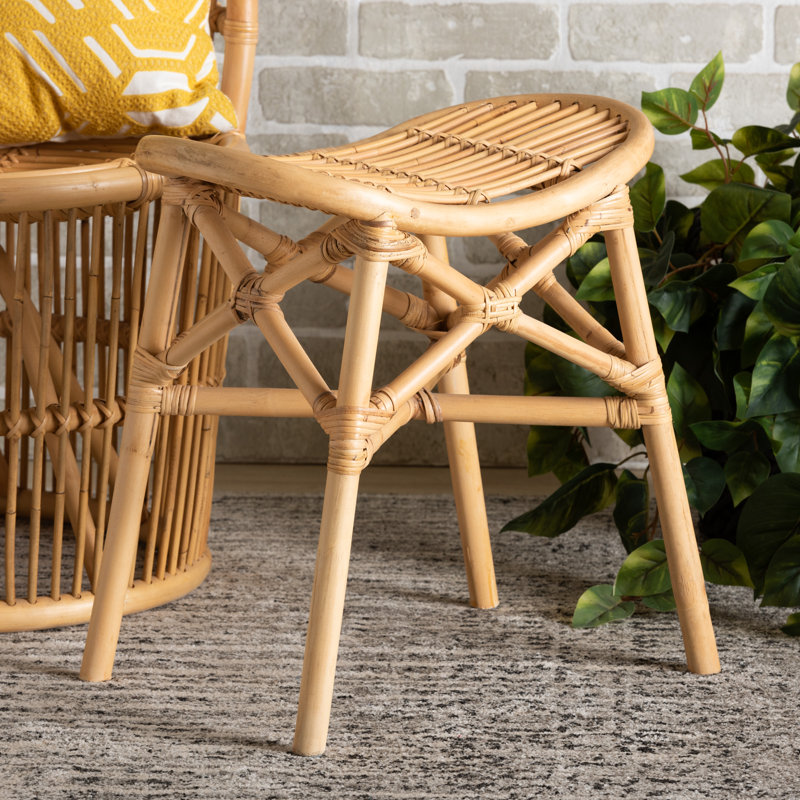 18.1" Wide Rattan Oval Footstool Ottoman