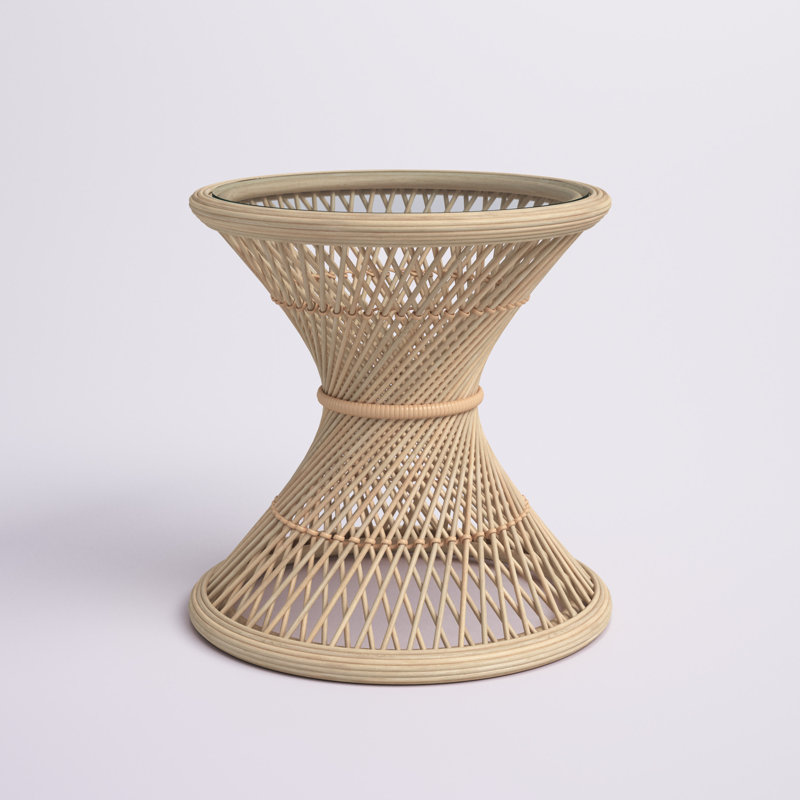 Aylon Glass Top End Table, Natural