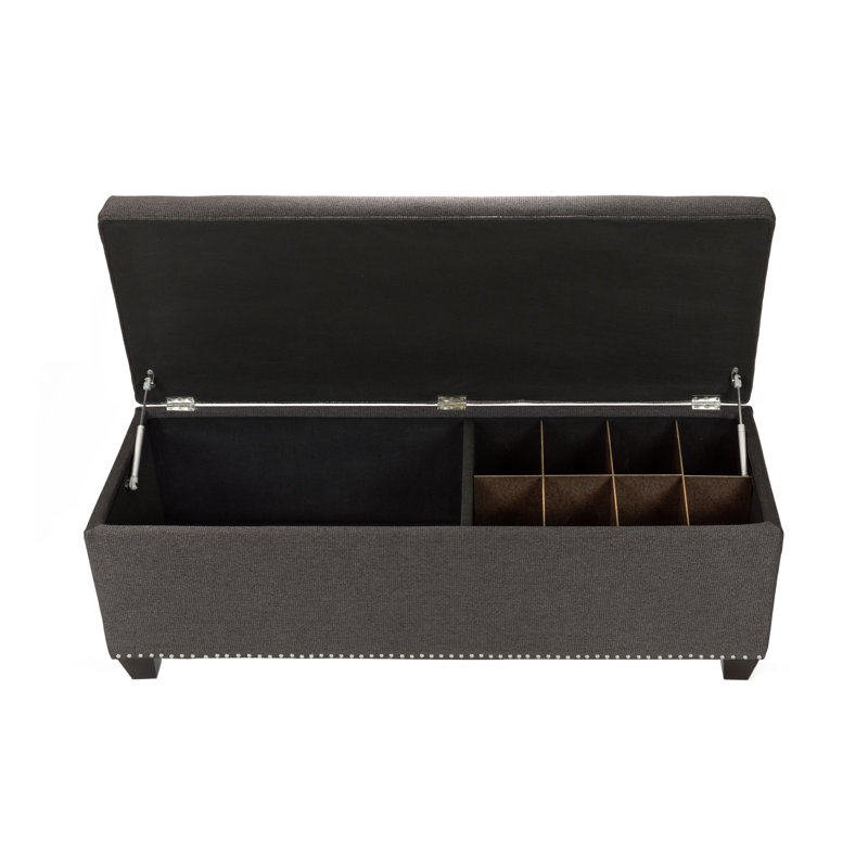 Lalonde Polyester Blend Upholstered Storage Bench, Brownstone, Yes