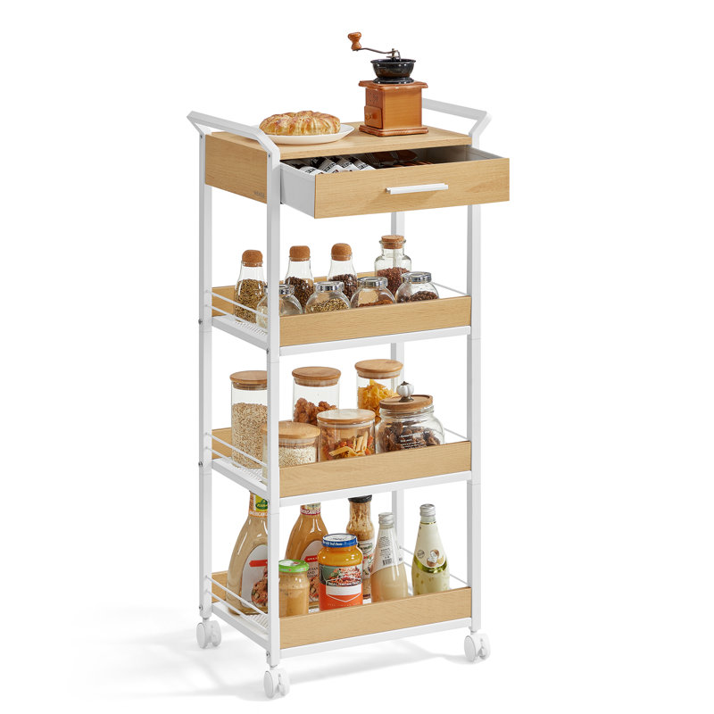 Sulynn Wood Kitchen Cart, White/Natural