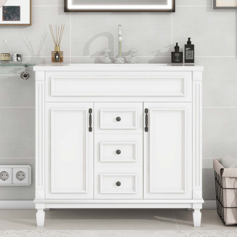 Ensemble de meuble-lavabo 36 po avec lavabo en résine Bathroon, Blanc