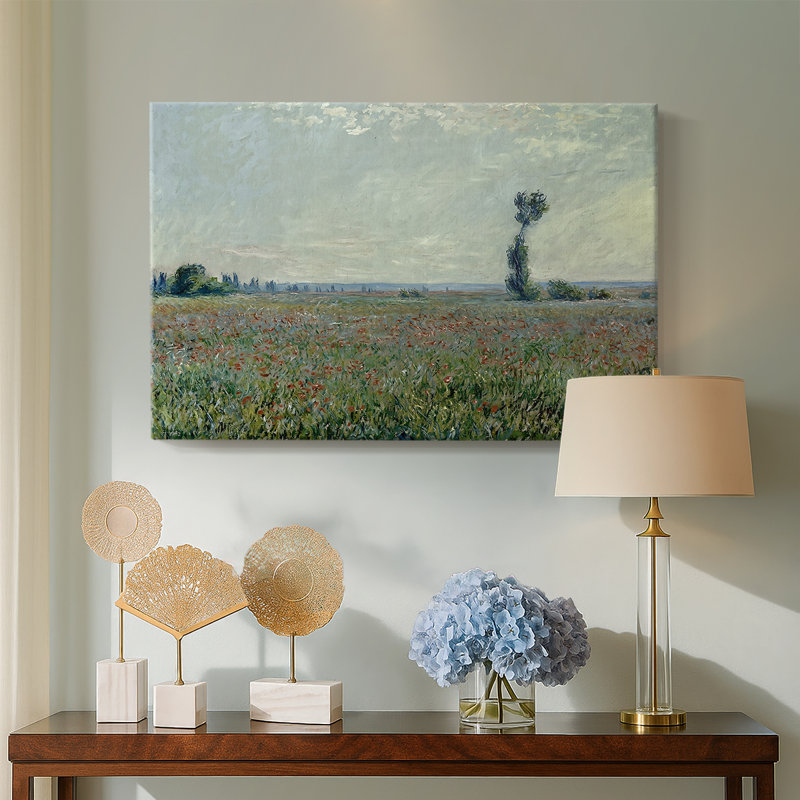 Claude Monet "Champ de coquelicots dans un creux près de Giverny" - Art mural sur toile de qualité musée, 40 x 60