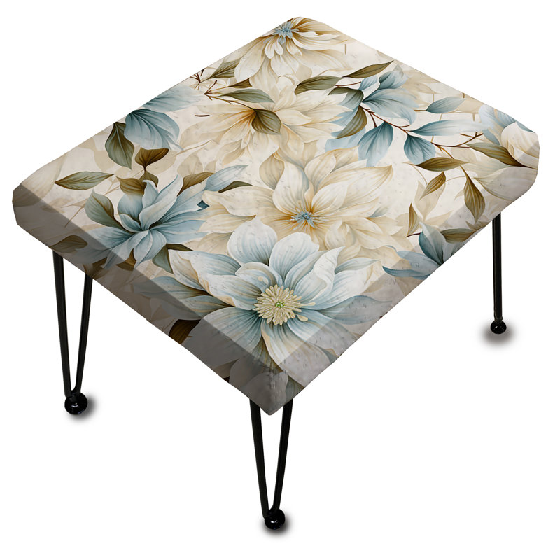 Repose-pieds blanc Mandalas Chrysanthemum Boho