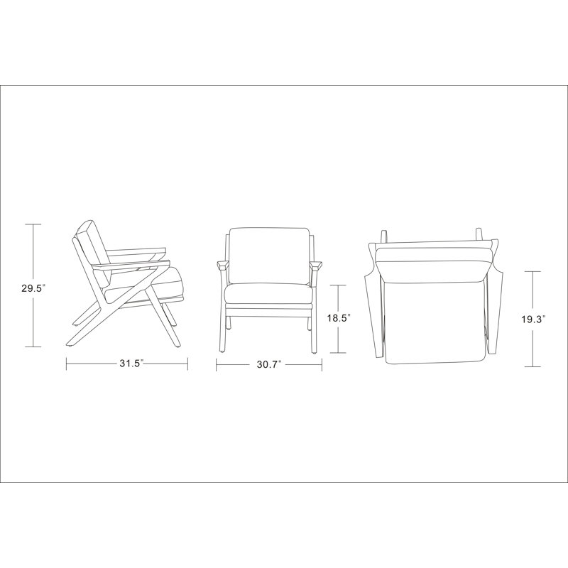 Martelle Twill Weave Upholstered Accent Armchair, Crème